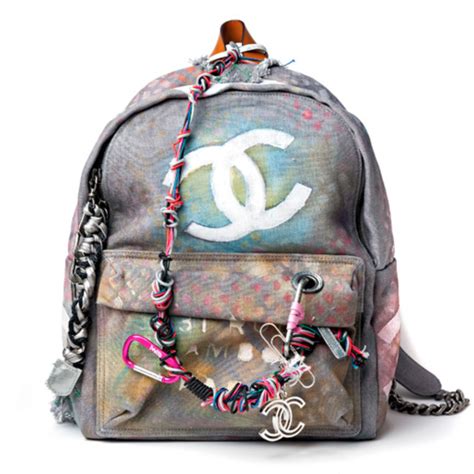 chanel backpack cream|authentic Chanel graffiti backpack.